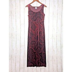 Vintage Paisley Velvet Maxi Dress Size 10 Petite Boho Whimsigoth 90s